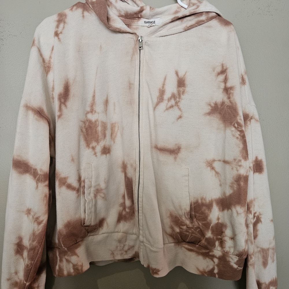 Garage Beige & Brown Tie-Dye Zip Hoodie & Jogging Pants